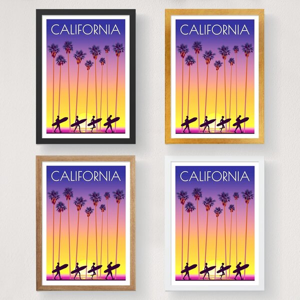 Poster A4 California Multicolor 21x29.7 cm