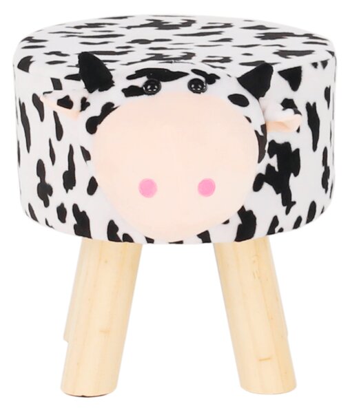 Taburet MOLLY, alb/negru, material textil/lemn, 47x28x31 cm
