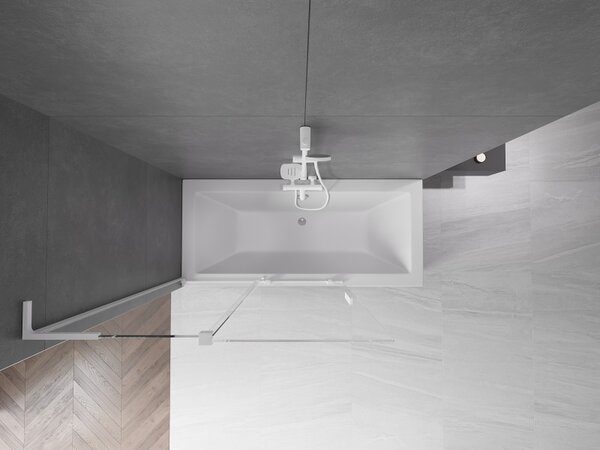 Mexen Velar L, paravan de baie glisant cu 2 aripi 120 x 150 cm, sticlă transparentă de 8 mm, profil alb, 896-120-003-01-20
