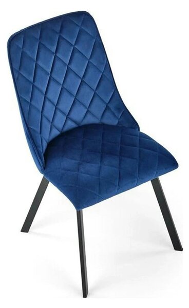 Scaun K450, albastru/negru, stofa catifelata/metal, 44x58x85 cm