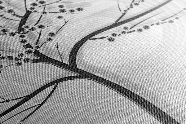 Tablou copac modern pe fundal abstract alb-negru