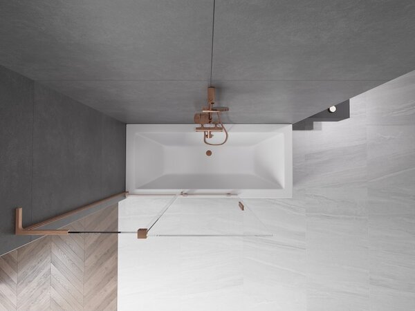 Mexen Velar L, paravan de baie glisant cu 2 aripi 120 x 150 cm, sticlă transparentă de 8 mm, cupru mat, 896-120-003-01-65