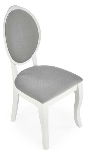 Scaun alb cu gri VELO, gri/alb, stofa catifelata/lemn, 44x53x96 cm