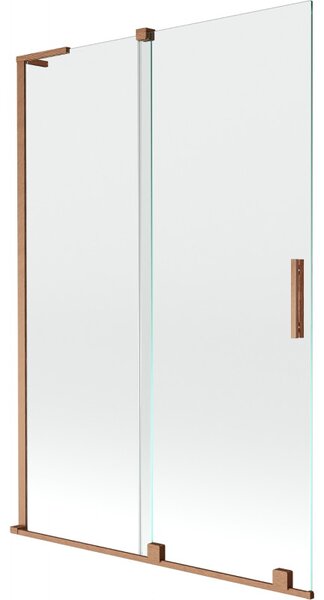 Mexen Velar L, paravan de baie glisant cu 2 aripi 120 x 150 cm, sticlă transparentă de 8 mm, cupru mat, 896-120-003-01-65