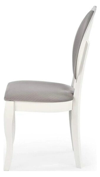 Scaun alb cu gri VELO, gri/alb, stofa catifelata/lemn, 44x53x96 cm