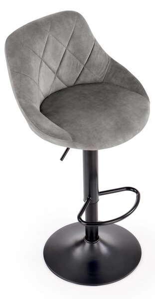 Scaun de bar rotativ H101, stofa catifelata gri - Bluvel 14, 47x45x106