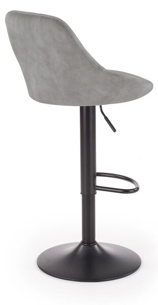Scaun de bar rotativ H101, stofa catifelata gri - Bluvel 14, 47x45x106