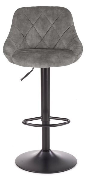 Scaun de bar rotativ H101, stofa catifelata gri - Bluvel 14, 47x45x106