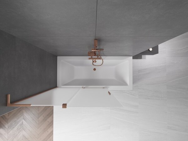 Mexen Velar L, paravan de baie glisant cu 2 aripi 120 x 150 cm, sticlă mată 8 mm, cupru mat, 896-120-003-31-65