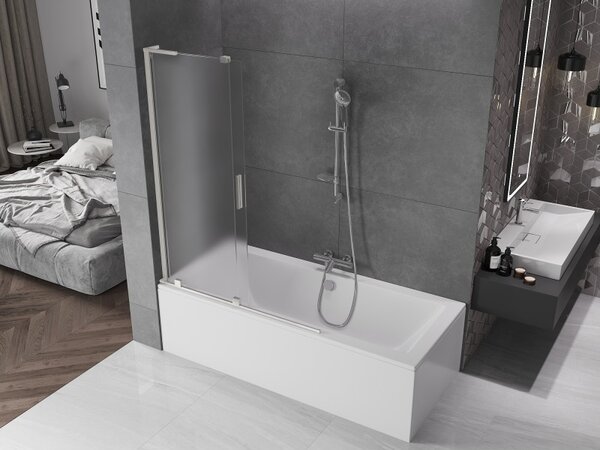 Mexen Velar L, paravan de baie glisant cu 2 aripi 120 x 150 cm, sticlă mată 8 mm, oțel periat, 896-120-003-31-97