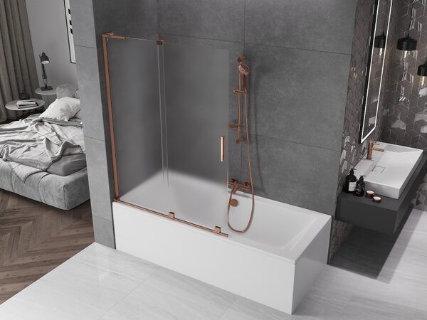 Mexen Velar L, paravan de baie glisant cu 2 aripi 120 x 150 cm, sticlă mată 8 mm, aur roz, 896-120-003-31-60
