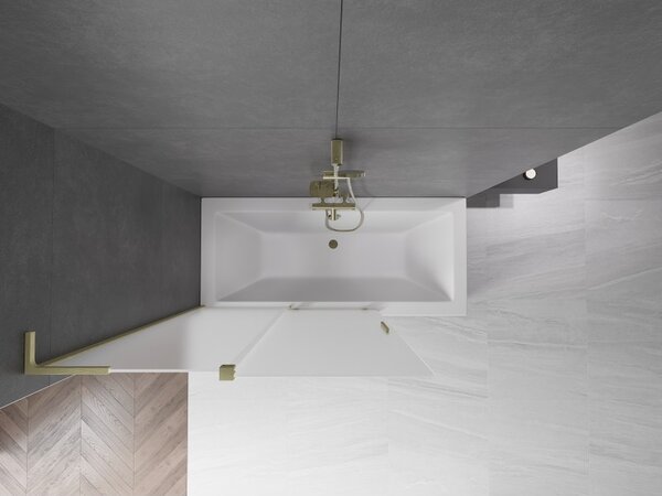 Mexen Velar L, paravan de baie glisant cu 2 aripi 120 x 150 cm, sticlă mată 8 mm, auriu mat, 896-120-003-31-55