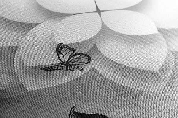 Tablou flori abstracte ealb-negru