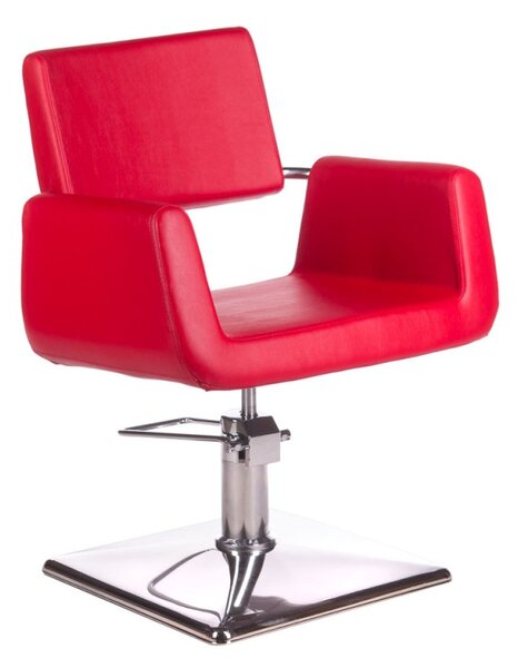 Scaun coafor, sistem hidraulic, inaltime 47-60 cm, tapiterie rosie