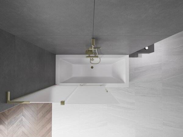 Mexen Velar L, paravan de baie glisant cu 2 aripi 120 x 150 cm, sticlă mată 8 mm, auriu strălucitor, 896-120-003-31-50
