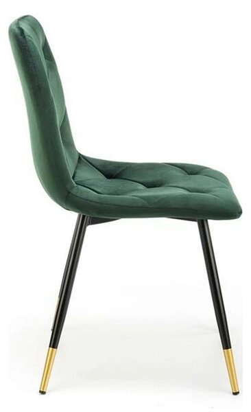 Scaun K438, verde inchis/negru, stofa catifelata/metal, 45x50x86 cm