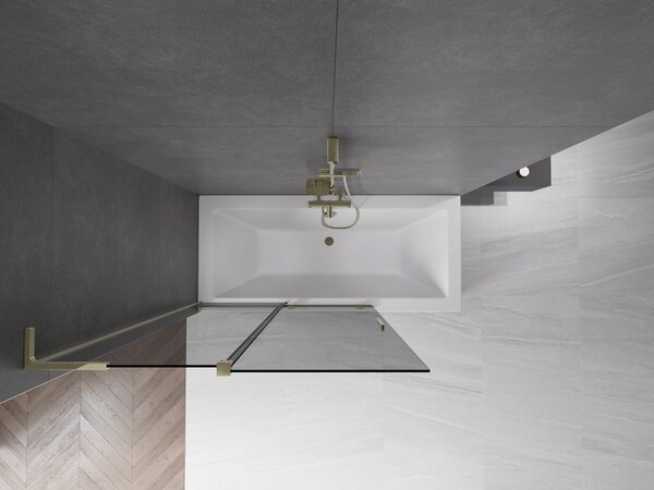 Mexen Velar L, paravan de baie glisant cu 2 aripi 120 x 150 cm, sticla gri 8 mm, auriu lucios, 896-120-003-41-50
