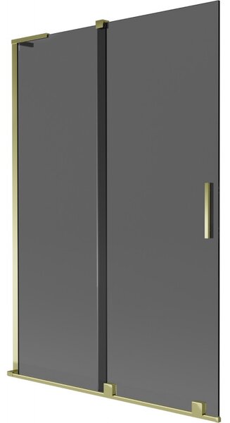 Mexen Velar L, paravan de baie glisant cu 2 aripi 120 x 150 cm, sticla gri 8 mm, auriu lucios, 896-120-003-41-50