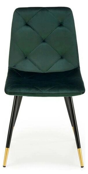 Scaun K438, verde inchis/negru, stofa catifelata/metal, 45x50x86 cm