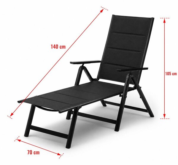 Șezlong reglabil din aluminiu Avenberg RIVIERA negru