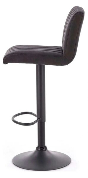 Scaun bar H89, gri inchis, piele ecologica/otel, 41x48x88/108 cm