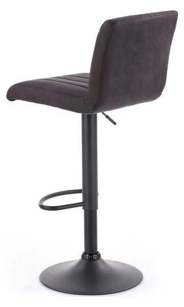 Scaun bar H89, gri inchis, piele ecologica/otel, 41x48x88/108 cm
