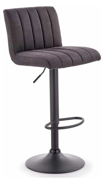 Scaun bar H89, gri inchis, piele ecologica/otel, 41x48x88/108 cm