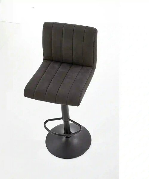Scaun bar H89, gri inchis, piele ecologica/otel, 41x48x88/108 cm