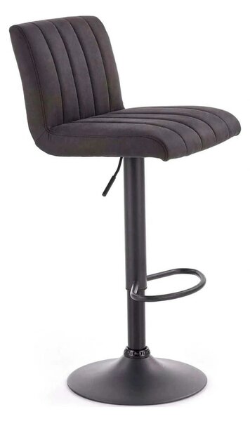 Scaun bar H89, gri inchis, piele ecologica/otel, 41x48x88/108 cm