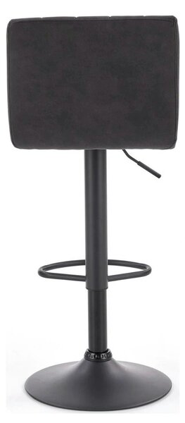Scaun bar H89, gri inchis, piele ecologica/otel, 41x48x88/108 cm