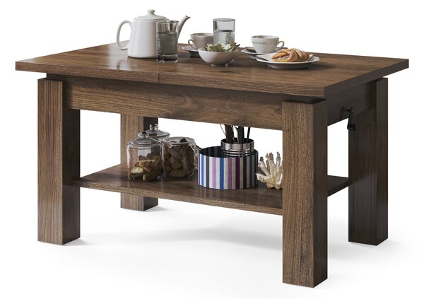 Mazzoni ASTORIA Nuc Elegant - MĂSUȚĂ EXTENSIBILĂ MĂSUȚĂ DE CAFEA CU RAFT