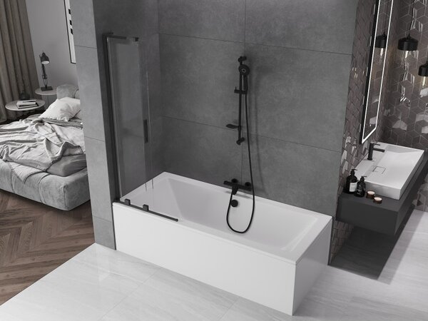 Mexen Velar L, paravan de baie glisant cu 2 aripi 70 x 150 cm, sticlă transparentă de 8 mm, negru mat, 896-070-003-01-70