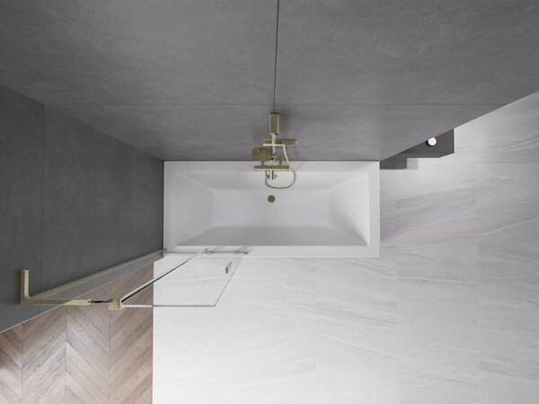 Mexen Velar L, paravan de baie glisant cu 2 aripi 70 x 150 cm, sticlă transparentă de 8 mm, profil auriu lucios, 896-070-003-01-50
