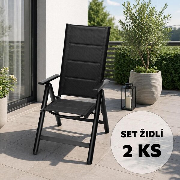 Set 2 fotolii din aluminiu, reglabil, Avenberg ISLA PLUS negru