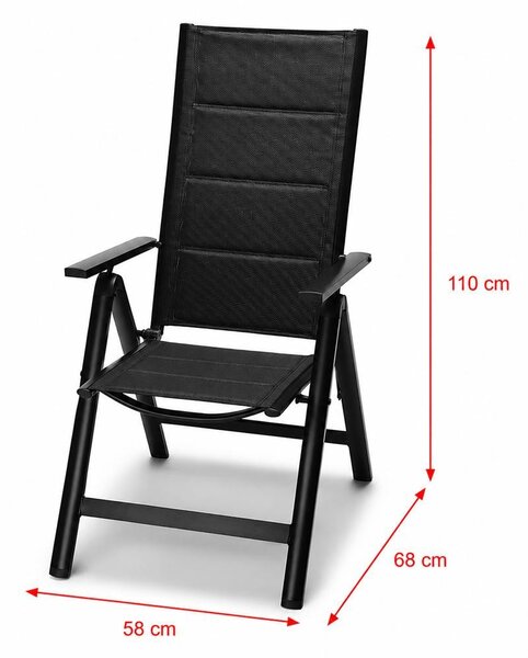 Set 2 fotolii din aluminiu, reglabil, Avenberg ISLA PLUS negru