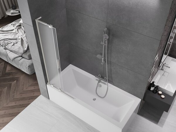 Mexen Velar L, paravan de baie glisant cu 2 aripi 70 x 150 cm, sticlă mată 8 mm, oțel periat, 896-070-003-31-97