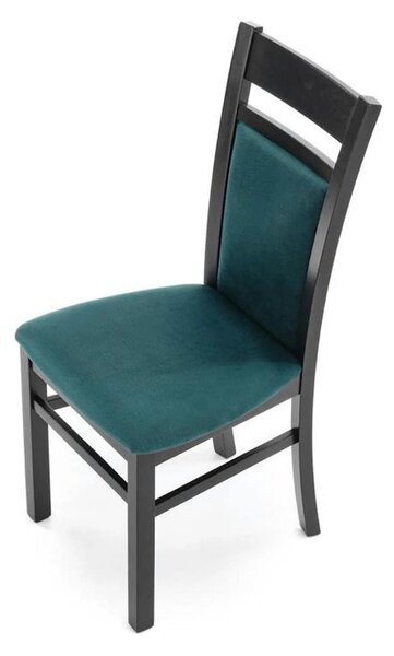 Scaun Gerard 2, negru/verde, stofa catifelata/lemn de fag, 44x55x97 cm