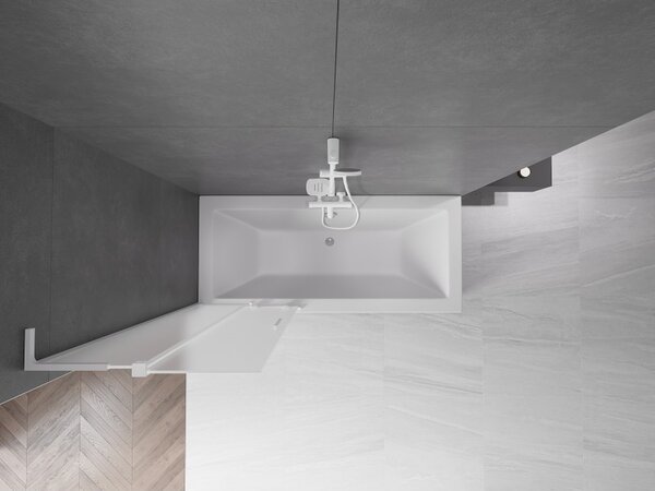 Mexen Velar L, paravan de baie glisant cu 2 aripi 70 x 150 cm, sticlă mată 8 mm, alb mat, 896-070-003-31-20