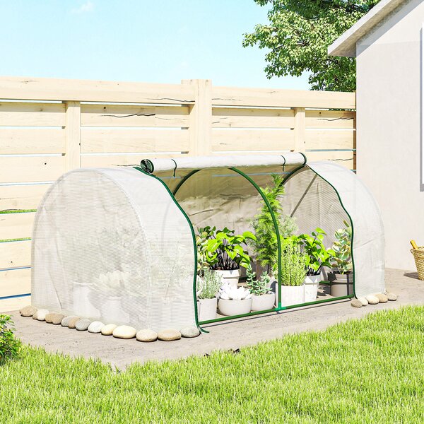 Outsunny Seră de Grădină cu Ferestre Rulabile, Husă Plastic Anti-UV, 200 x 100 x 80 cm, Alb | Aosom Romania