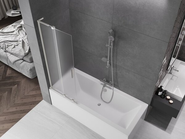 Mexen Velar L, paravan de baie glisant cu 2 aripi 70 x 150 cm, sticlă mată 8 mm, oțel periat, 896-070-003-31-97
