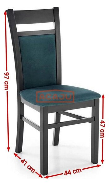 Scaun Gerard 2, negru/verde, stofa catifelata/lemn de fag, 44x55x97 cm