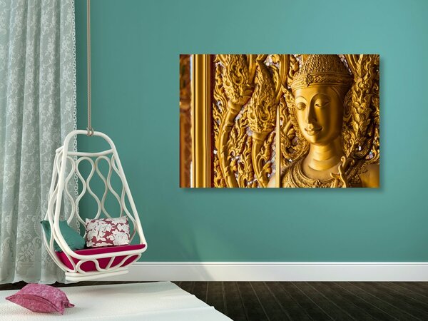 Tablou statuia lui Budha intr-un templu
