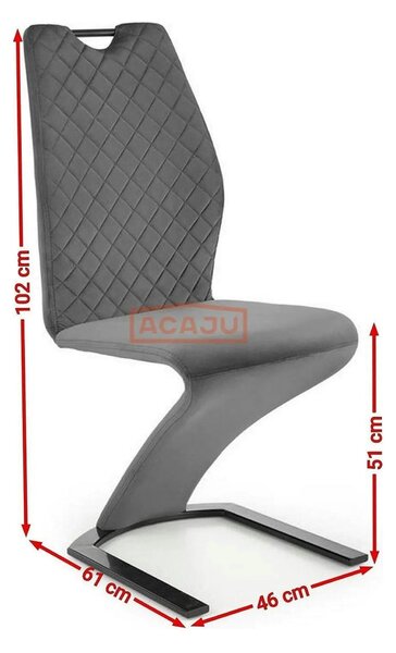 Scaun K442, gri/negru, stofa catifelata/metal, 46x61x102 cm