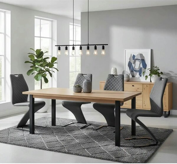 Scaun K442, gri/negru, stofa catifelata/metal, 46x61x102 cm