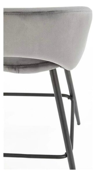 Scaun bar H96, gri/negru, stofa/otel, 48x49x89 cm