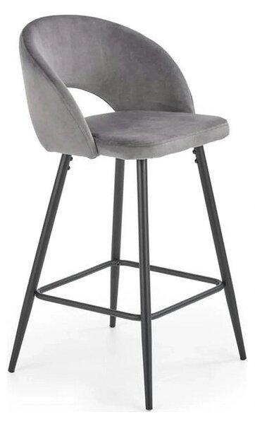 Scaun bar H96, gri/negru, stofa/otel, 48x49x89 cm