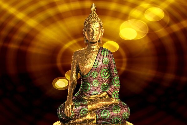 Tablou statuia a lui Budha pe fundal abstract