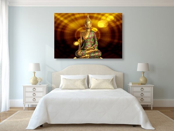 Tablou statuia a lui Budha pe fundal abstract