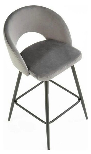 Scaun bar H96, gri/negru, stofa/otel, 48x49x89 cm