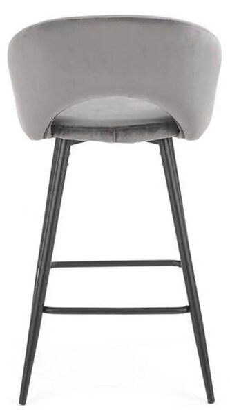 Scaun bar H96, gri/negru, stofa/otel, 48x49x89 cm